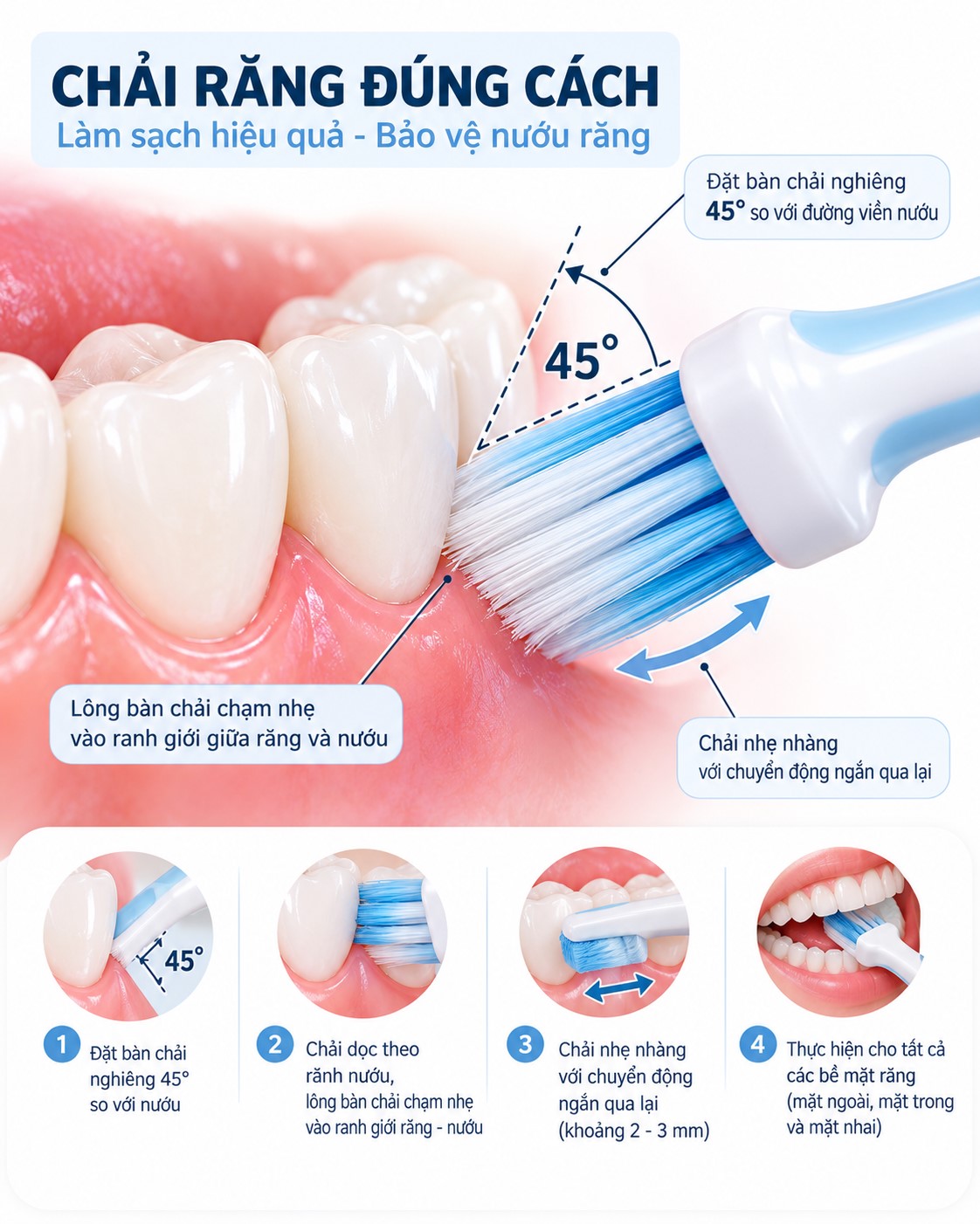 Cách chải răng đúng để giảm chảy máu chân răng